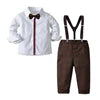 Baby Boy Clothing Set Dress Suit Gentleman Shirt With Bow Tie +Trousers Sets Party Wedding Handsome Kids Clothing Boys Clothes