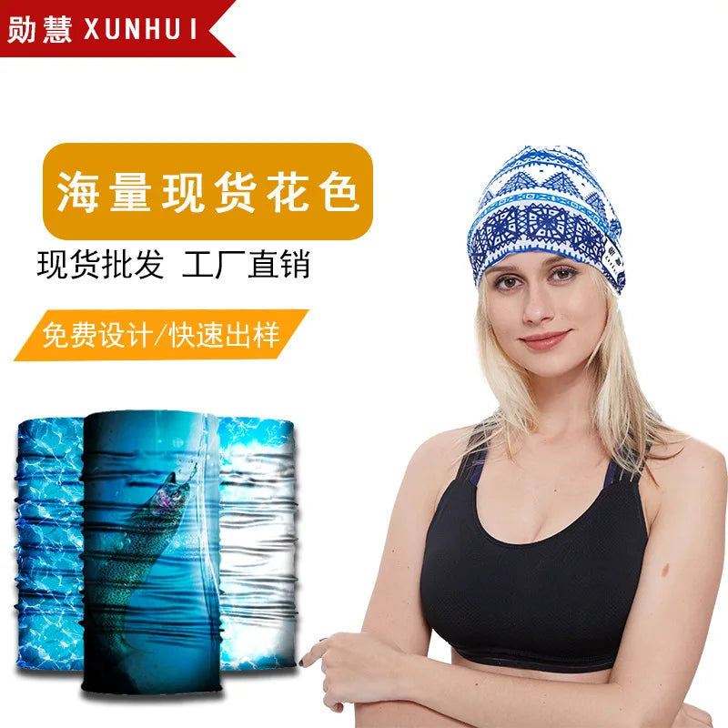 3D Printed Outdoor Sun Protection Neck Gaiter Funny Seamless Bandana Scarf in Polyester for Parties