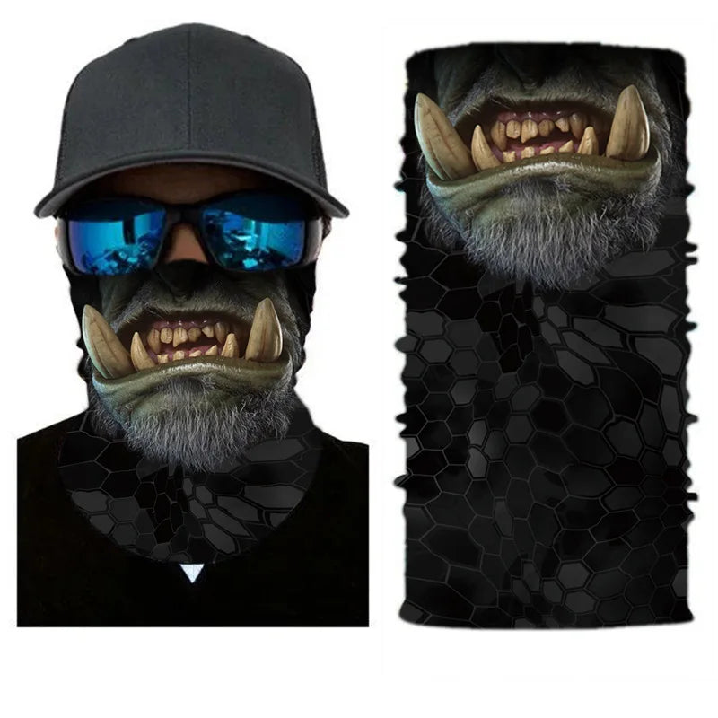 3D Printed Outdoor Sun Protection Neck Gaiter Funny Seamless Bandana Scarf in Polyester for Parties