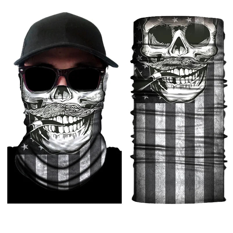 3D Printed Outdoor Sun Protection Neck Gaiter Funny Seamless Bandana Scarf in Polyester for Parties