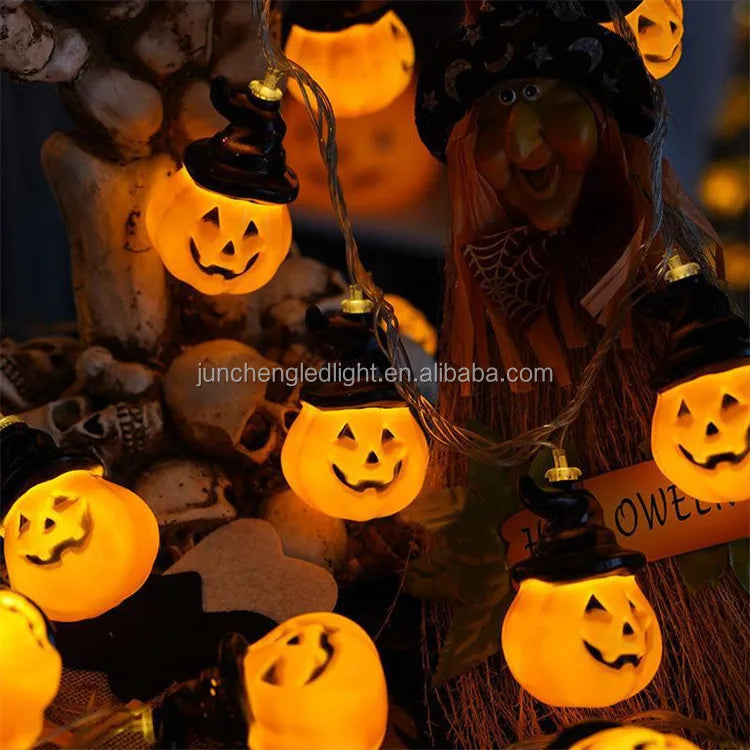 Led Orange Pumpkin String Light for Halloween Christmas New Year Decoration Festival Atmosphere Party Supplies