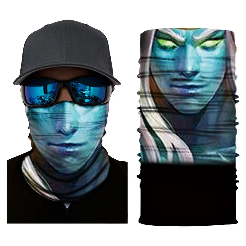 3D Printed Outdoor Sun Protection Neck Gaiter Funny Seamless Bandana Scarf in Polyester for Parties