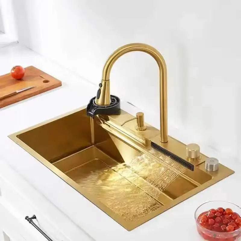 Tiktok Popular Luxury Gold Kitchenware Set Smart Sink Faucet Accessories Gold Faucet
