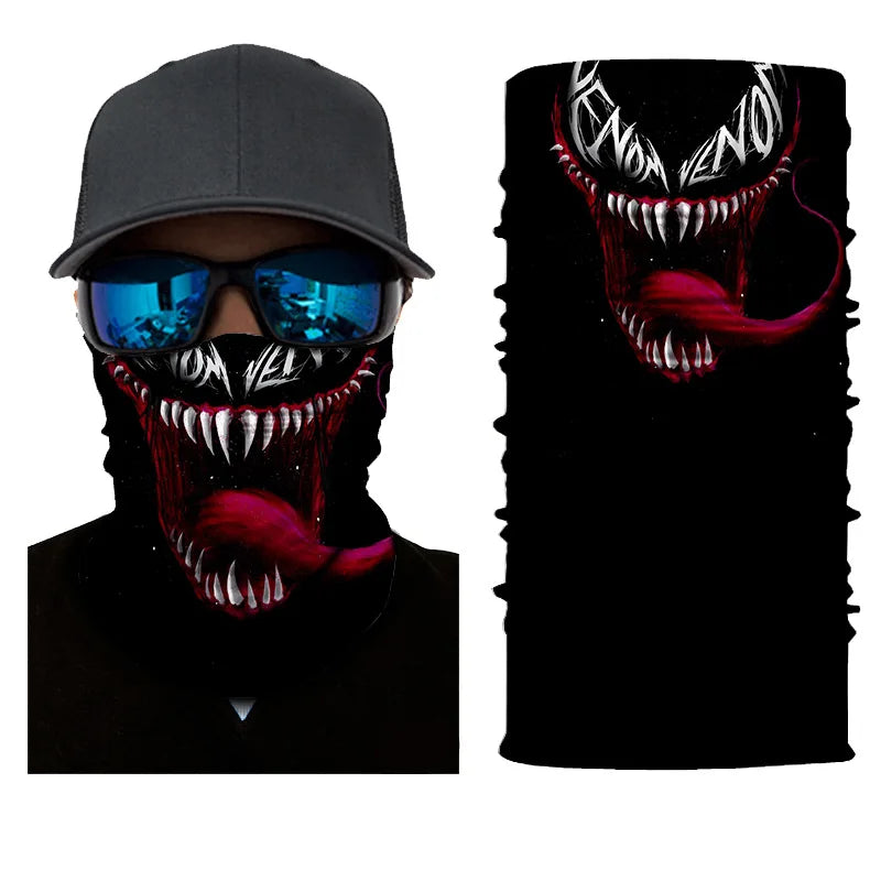 3D Printed Outdoor Sun Protection Neck Gaiter Funny Seamless Bandana Scarf in Polyester for Parties