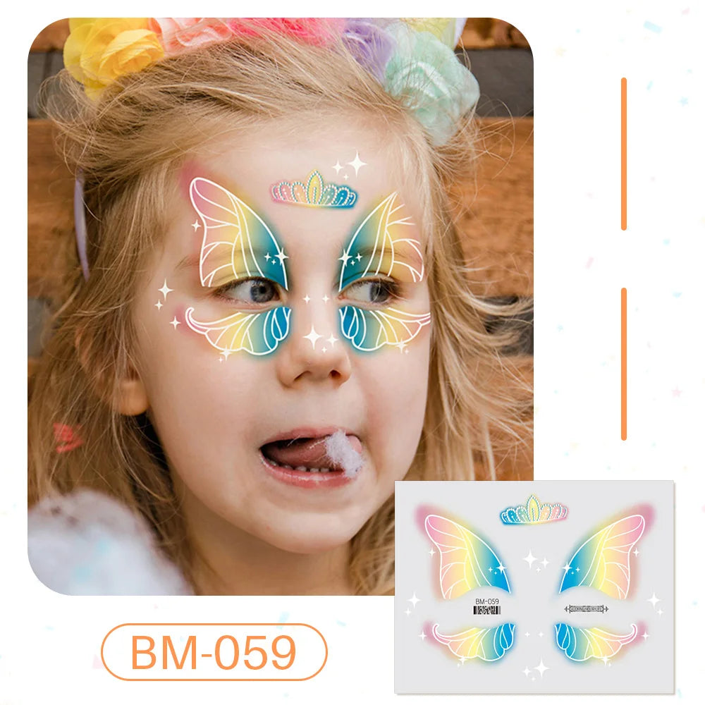 Birthday Party Supplies Favors Dinosaur Tiger Panda Face Tattoos Paint for Kids Boys Girls Makeup Face Mask Tattoos for Kids