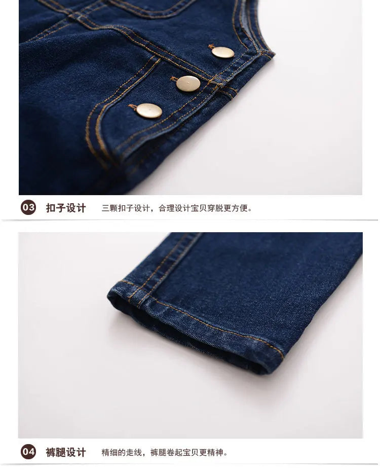 110-160cm Teen Girls Boys Denim Bib Overalls Kids Suspenders Trousers Kids Clothing High Quality Kids Wear Clothes Gifts