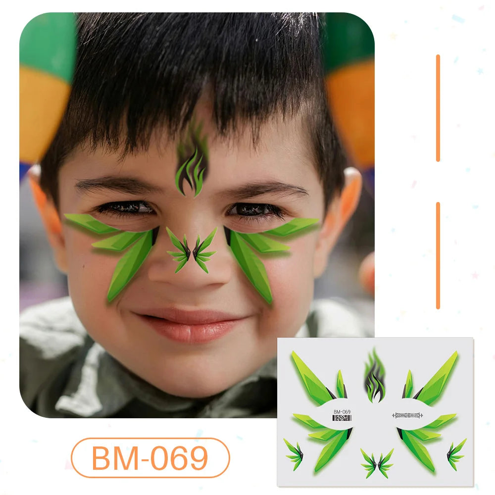Birthday Party Supplies Favors Dinosaur Tiger Panda Face Tattoos Paint for Kids Boys Girls Makeup Face Mask Tattoos for Kids