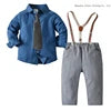 Baby Boy Clothing Set Dress Suit Gentleman Shirt With Bow Tie +Trousers Sets Party Wedding Handsome Kids Clothing Boys Clothes