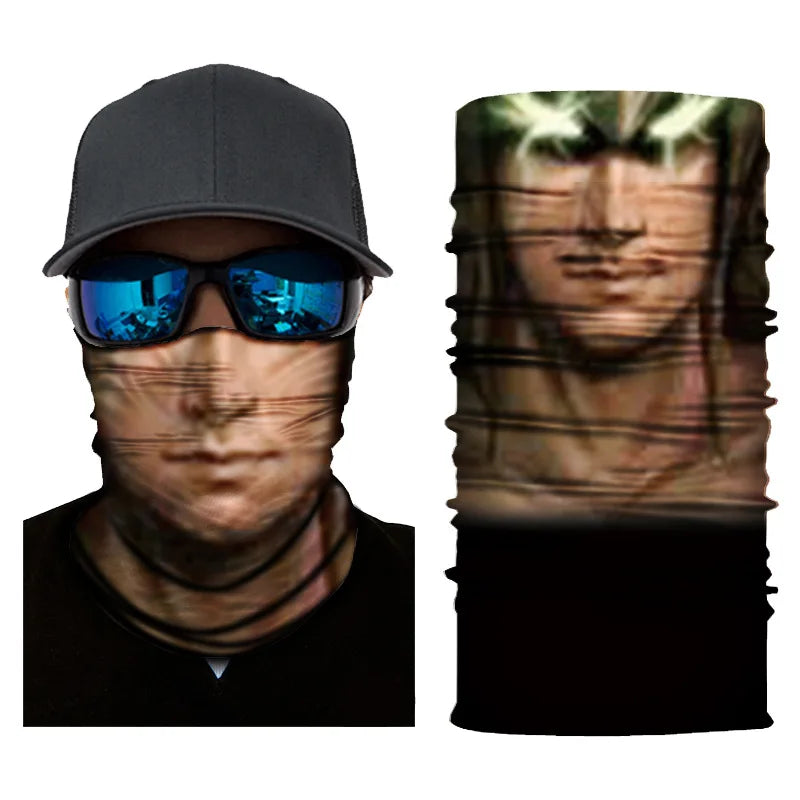 3D Printed Outdoor Sun Protection Neck Gaiter Funny Seamless Bandana Scarf in Polyester for Parties