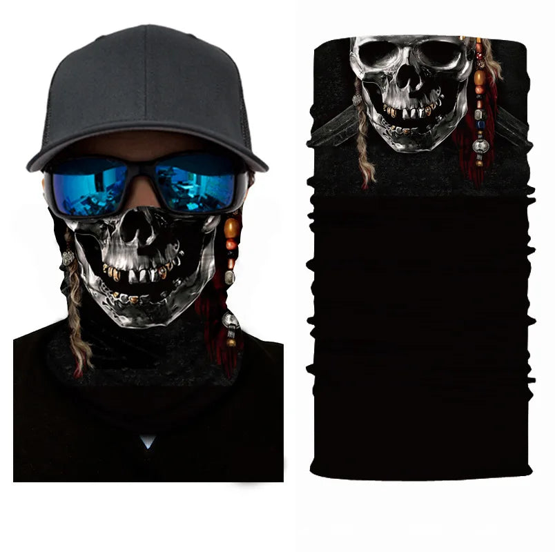3D Printed Outdoor Sun Protection Neck Gaiter Funny Seamless Bandana Scarf in Polyester for Parties
