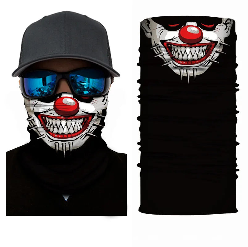 3D Printed Outdoor Sun Protection Neck Gaiter Funny Seamless Bandana Scarf in Polyester for Parties