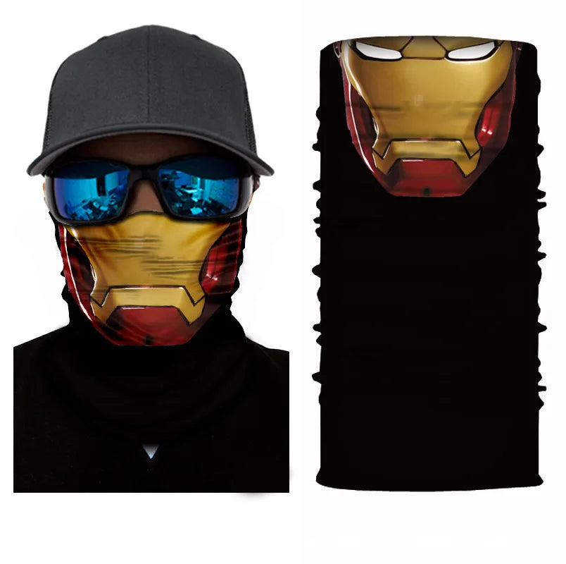 3D Printed Outdoor Sun Protection Neck Gaiter Funny Seamless Bandana Scarf in Polyester for Parties