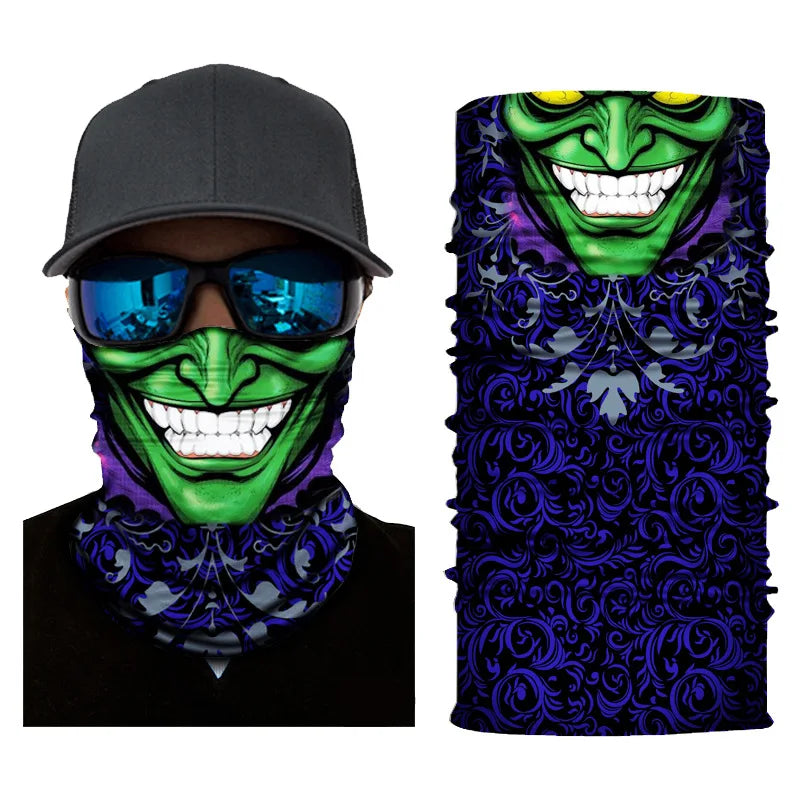 3D Printed Outdoor Sun Protection Neck Gaiter Funny Seamless Bandana Scarf in Polyester for Parties