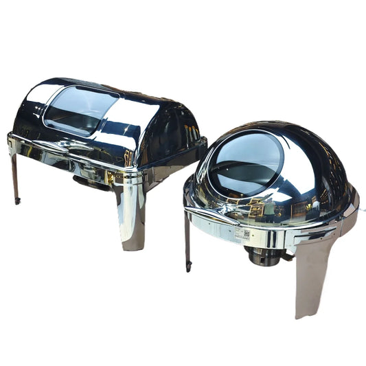 Home Kitchenware Gold Round 6L Food Warmers Wedding Luxury Stainless Steel Hot Pot Food Warmer Set