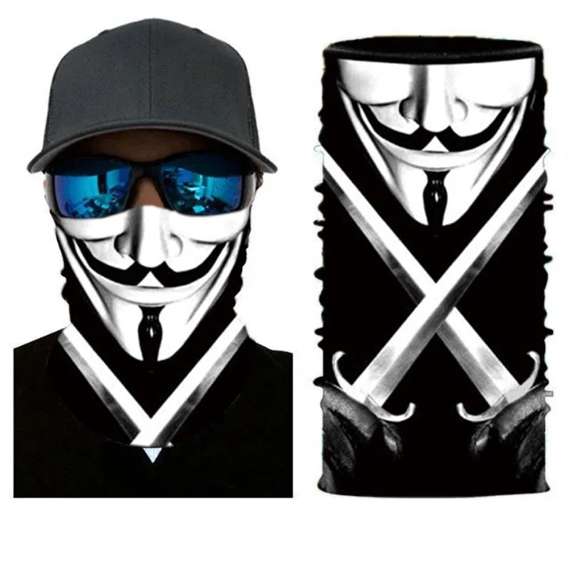 3D Printed Outdoor Sun Protection Neck Gaiter Funny Seamless Bandana Scarf in Polyester for Parties
