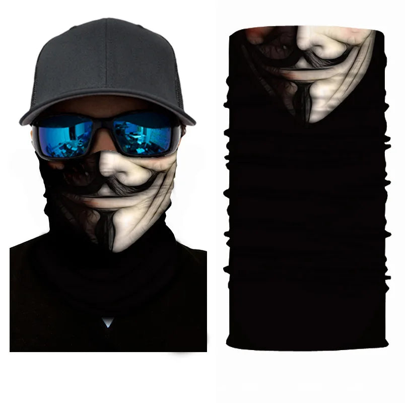 3D Printed Outdoor Sun Protection Neck Gaiter Funny Seamless Bandana Scarf in Polyester for Parties