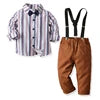 Baby Boy Clothing Set Dress Suit Gentleman Shirt With Bow Tie +Trousers Sets Party Wedding Handsome Kids Clothing Boys Clothes