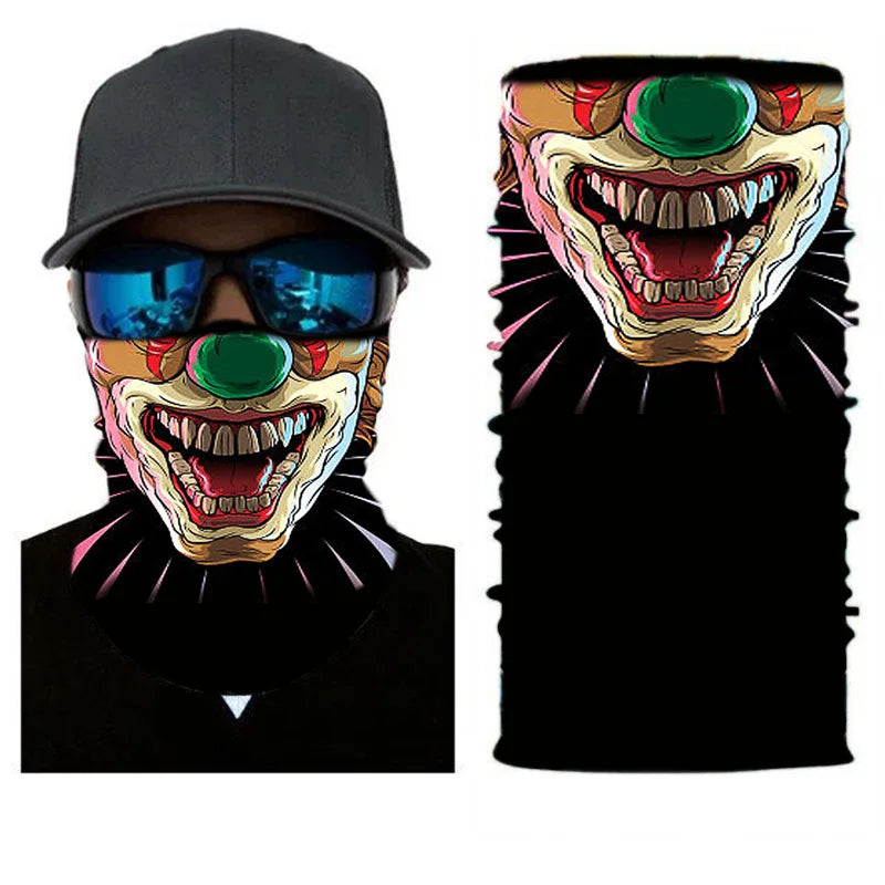 3D Printed Outdoor Sun Protection Neck Gaiter Funny Seamless Bandana Scarf in Polyester for Parties