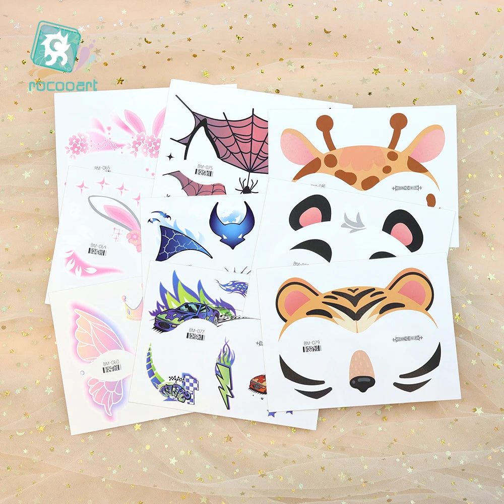 Birthday Party Supplies Favors Dinosaur Tiger Panda Face Tattoos Paint for Kids Boys Girls Makeup Face Mask Tattoos for Kids