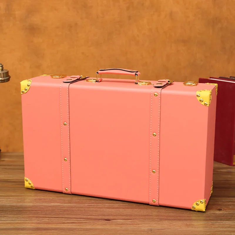 Luxury Vintage Trunk Travel Hand Big Suitcases Leather Luggage Under Bed Clothing Organizer Storage Box Antique Bin Customized
