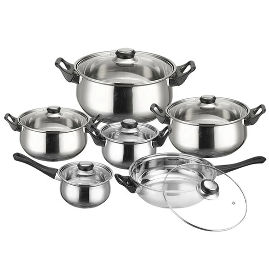 Kitchenware Pot Set 12 Piece Thickened Stainless Steel  Cookware Pot Set