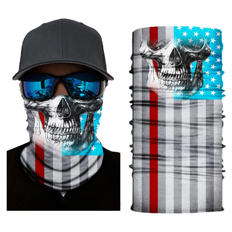 3D Printed Outdoor Sun Protection Neck Gaiter Funny Seamless Bandana Scarf in Polyester for Parties