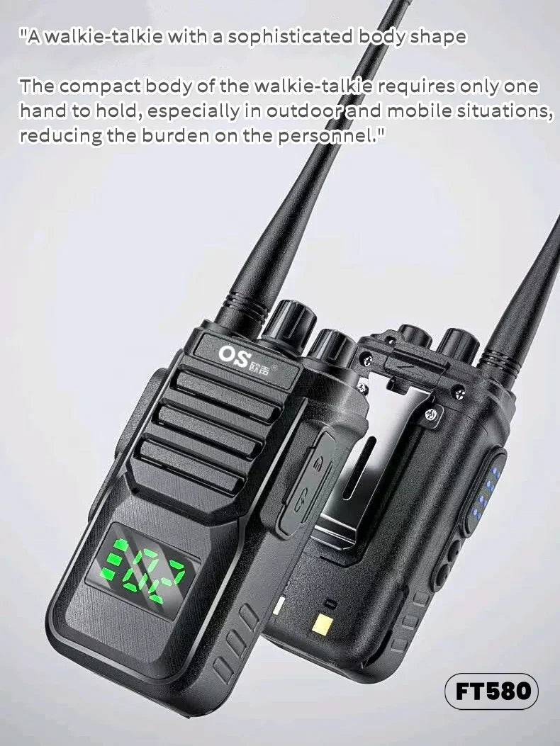 License Free PMR Noise Cancelling Walkie Talkie FT580 Passed CE Led Display IP68 Waterproof Ham Radio  for Outdoor Activities