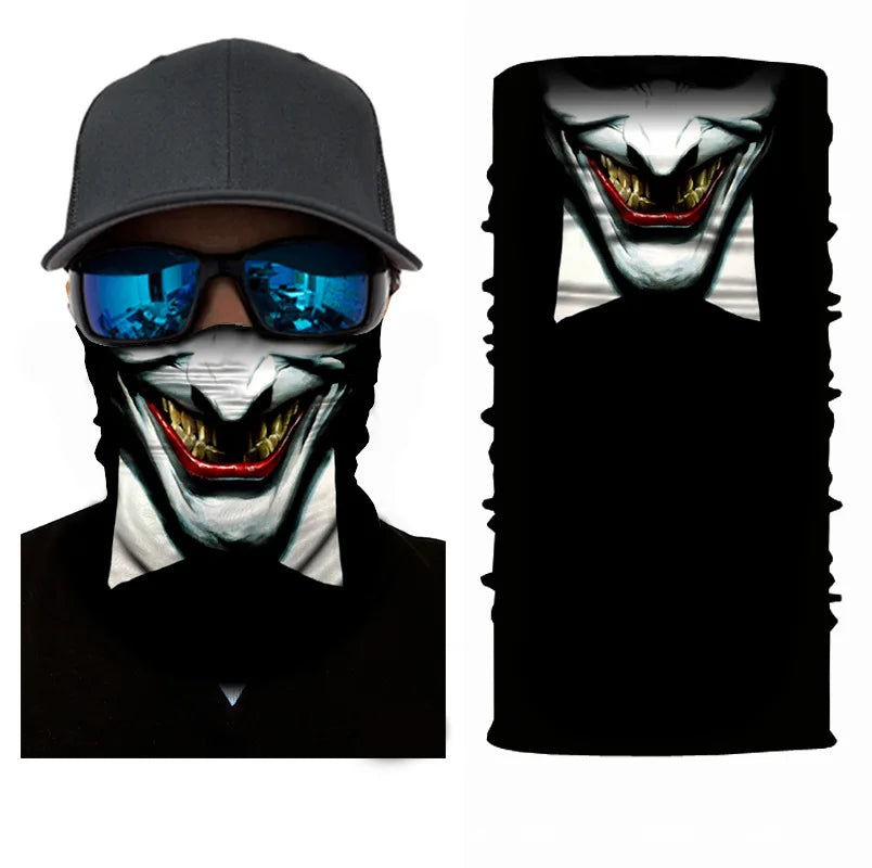 3D Printed Outdoor Sun Protection Neck Gaiter Funny Seamless Bandana Scarf in Polyester for Parties