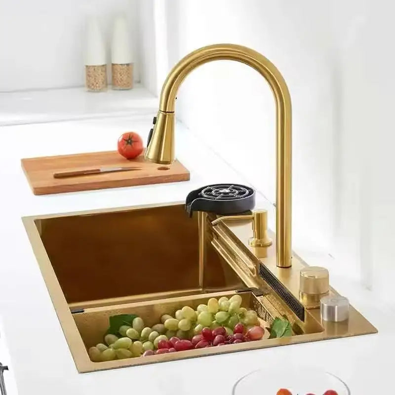 Tiktok Popular Luxury Gold Kitchenware Set Smart Sink Faucet Accessories Gold Faucet
