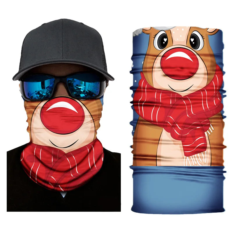 3D Printed Outdoor Sun Protection Neck Gaiter Funny Seamless Bandana Scarf in Polyester for Parties