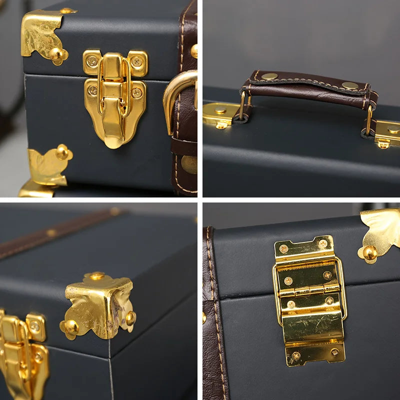 Luxury Vintage Trunk Travel Hand Big Suitcases Leather Luggage Under Bed Clothing Organizer Storage Box Antique Bin Customized