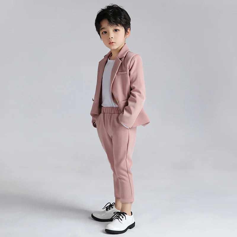 Top Grade Children Clothes Formal Boy's Suits Kids Clothing Sets Pink Black
