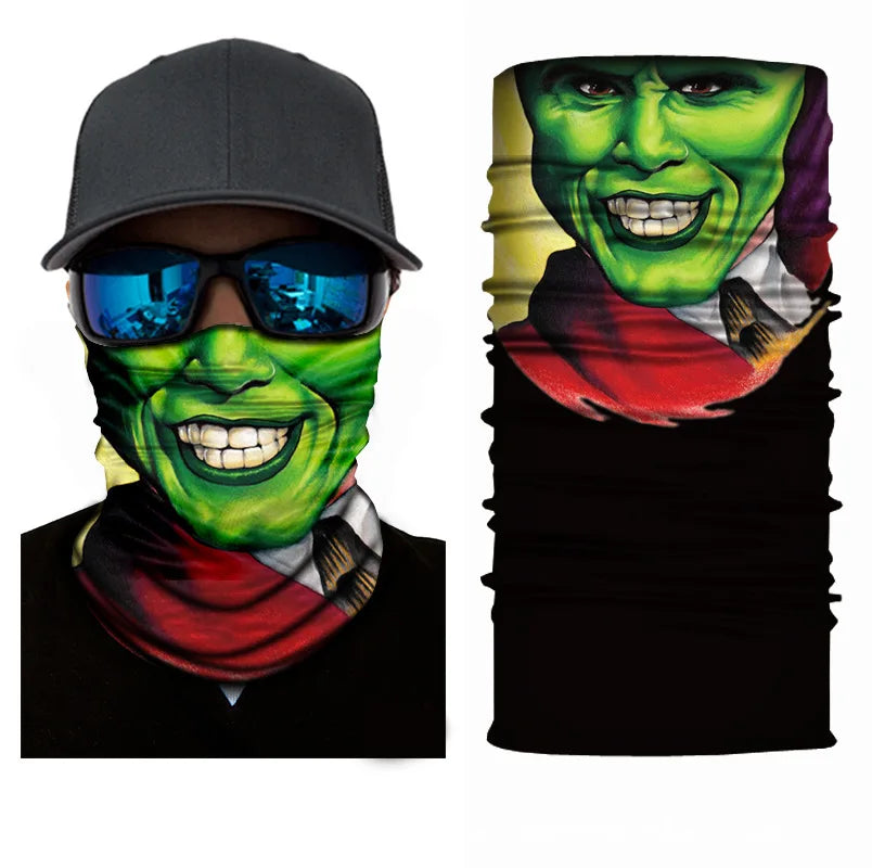 3D Printed Outdoor Sun Protection Neck Gaiter Funny Seamless Bandana Scarf in Polyester for Parties