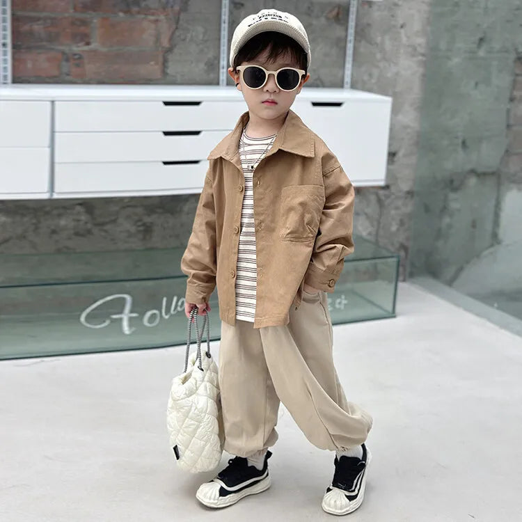 2024 Spring Boy's High Quality Cotton Set Autumn Children's Clothes Three Piece Set Kids Clothing