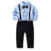 Baby Boy Clothing Set Dress Suit Gentleman Shirt With Bow Tie +Trousers Sets Party Wedding Handsome Kids Clothing Boys Clothes