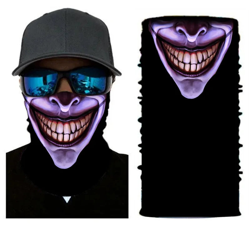 3D Printed Outdoor Sun Protection Neck Gaiter Funny Seamless Bandana Scarf in Polyester for Parties