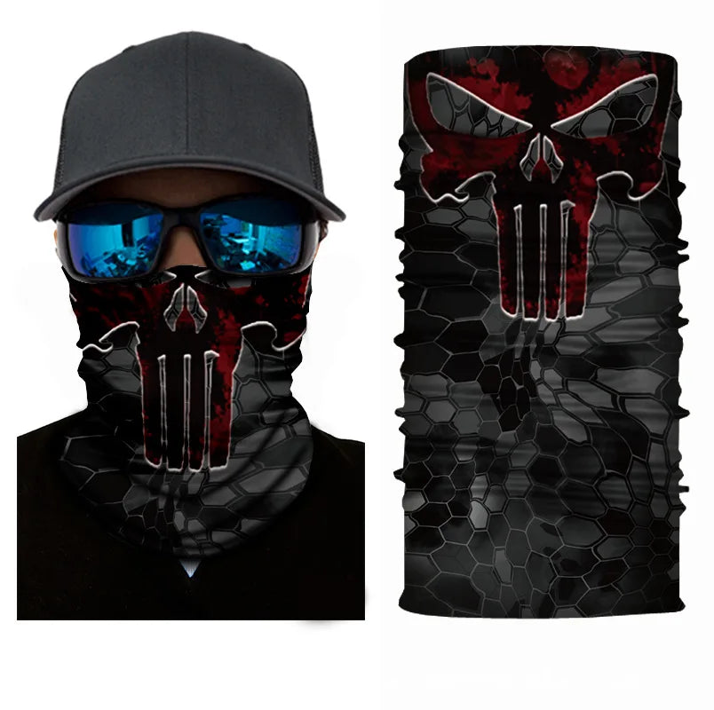 3D Printed Outdoor Sun Protection Neck Gaiter Funny Seamless Bandana Scarf in Polyester for Parties