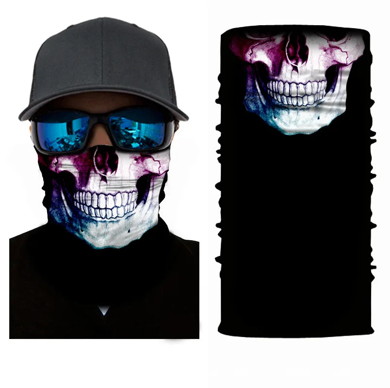 3D Printed Outdoor Sun Protection Neck Gaiter Funny Seamless Bandana Scarf in Polyester for Parties