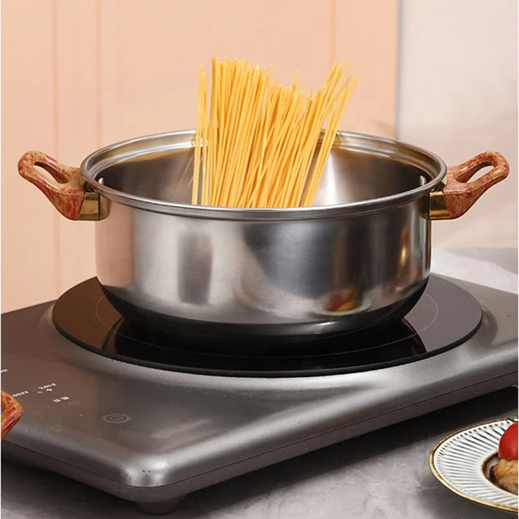12pcs Thickening Cooking Pot Kitchenware Stainless Steel Casserole Cookware Set Cooking Pot and Pans Set with Wood Grain