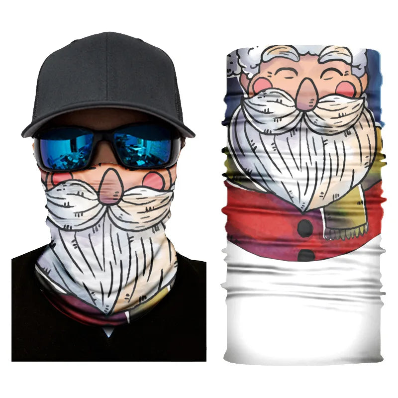 3D Printed Outdoor Sun Protection Neck Gaiter Funny Seamless Bandana Scarf in Polyester for Parties