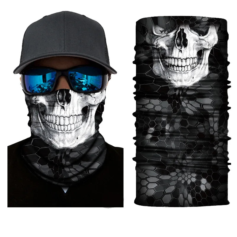3D Printed Outdoor Sun Protection Neck Gaiter Funny Seamless Bandana Scarf in Polyester for Parties