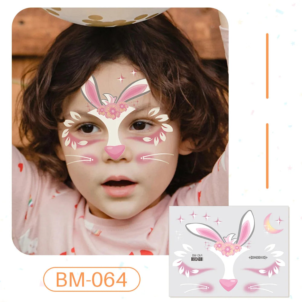 Birthday Party Supplies Favors Dinosaur Tiger Panda Face Tattoos Paint for Kids Boys Girls Makeup Face Mask Tattoos for Kids