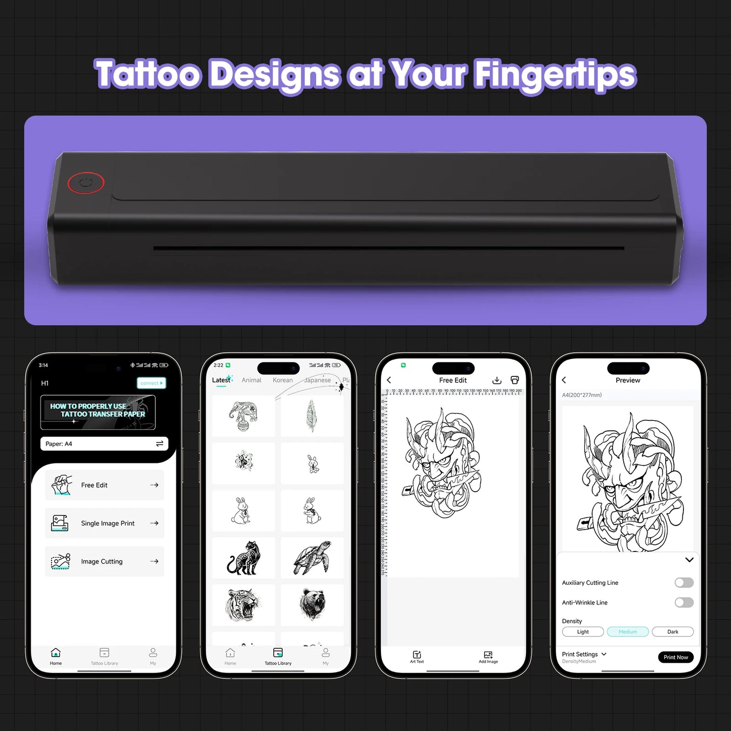 Tattoo Transer Machine Kits  Tattoo Printer  Machine with Adjustable Wireless Cartridge Tattoo Pen for Cartridge Tattoo Needles