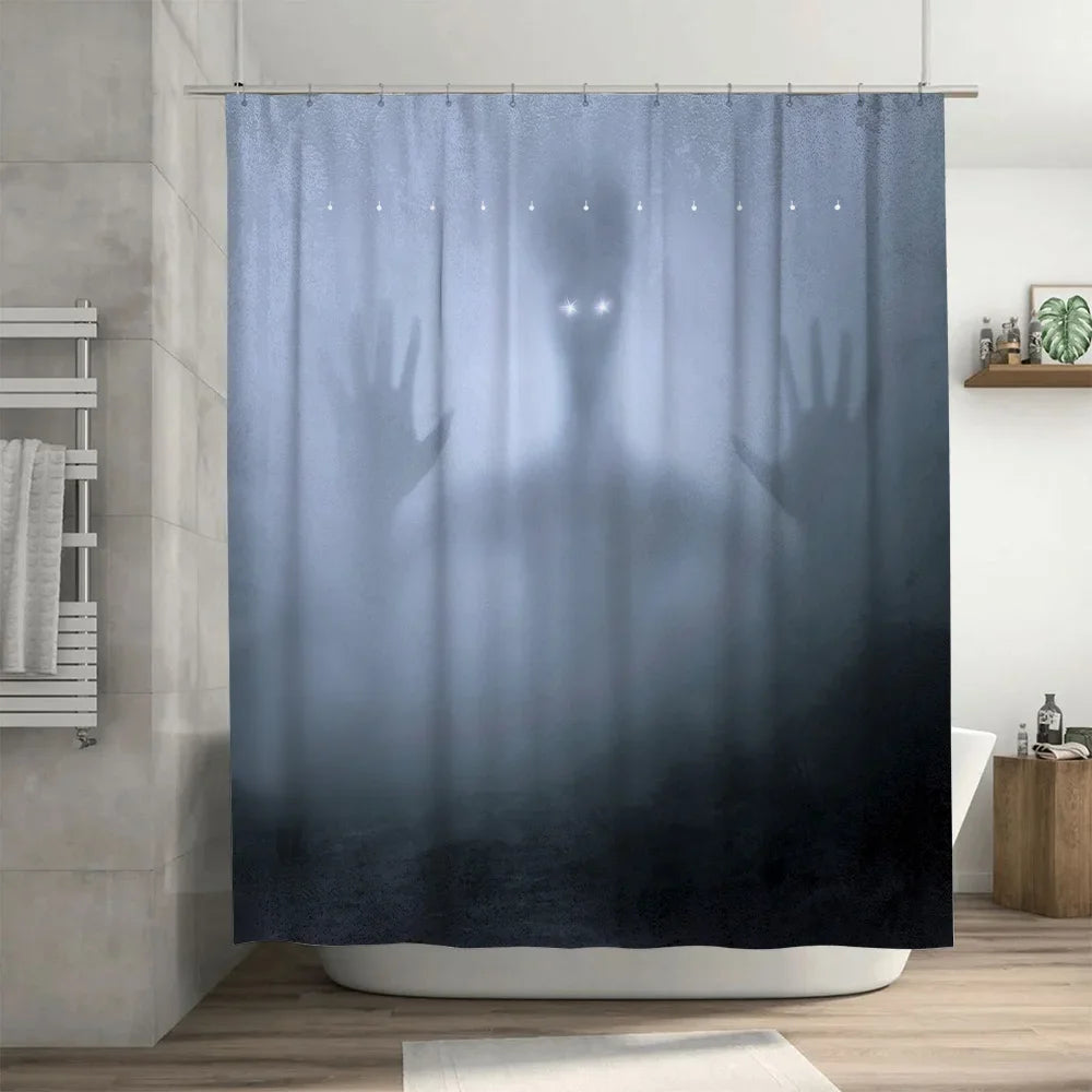 Waterproof Haunted House Shower Curtain with Spooky Ghost Design for a Thrilling Bathroom Atmosphere