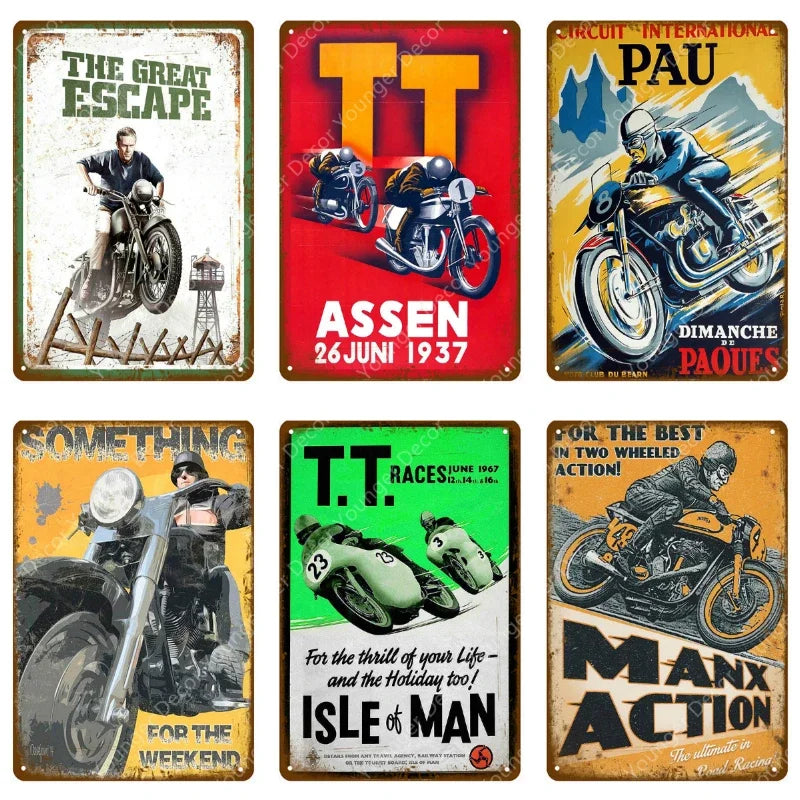 Dirt Bike Metal Poster Retro Motorcycle Races Plaque Wall Art Painting Plate Pub Bar Garage Home Decor Isle Of Man Signs YI-179