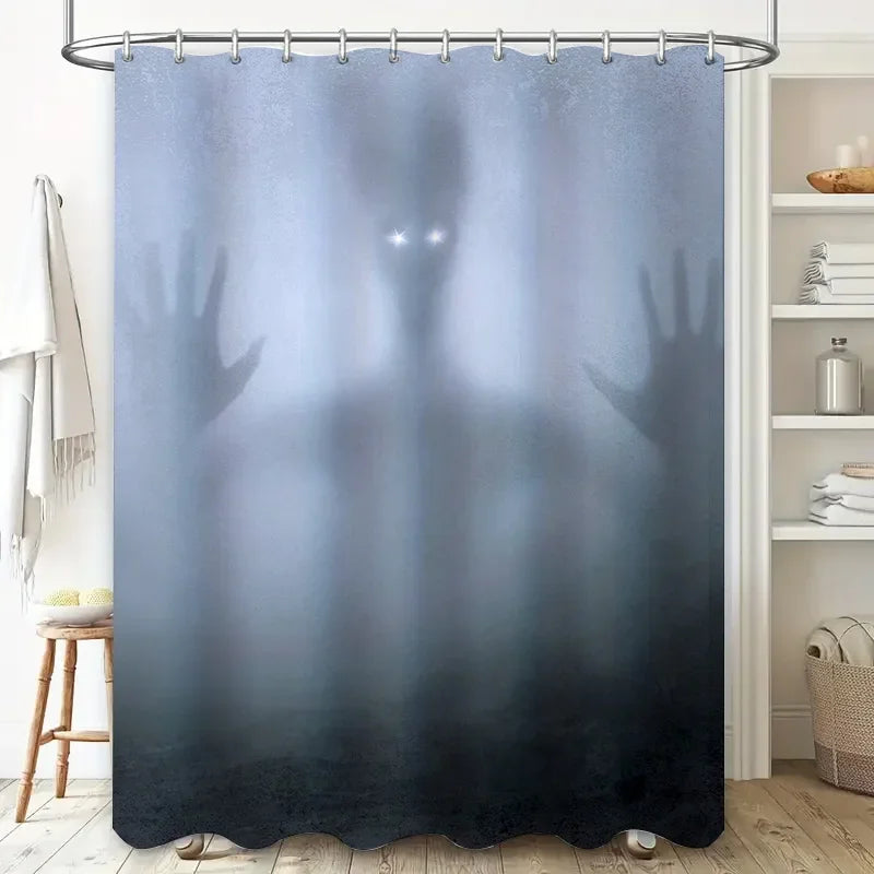 Waterproof Haunted House Shower Curtain with Spooky Ghost Design for a Thrilling Bathroom Atmosphere