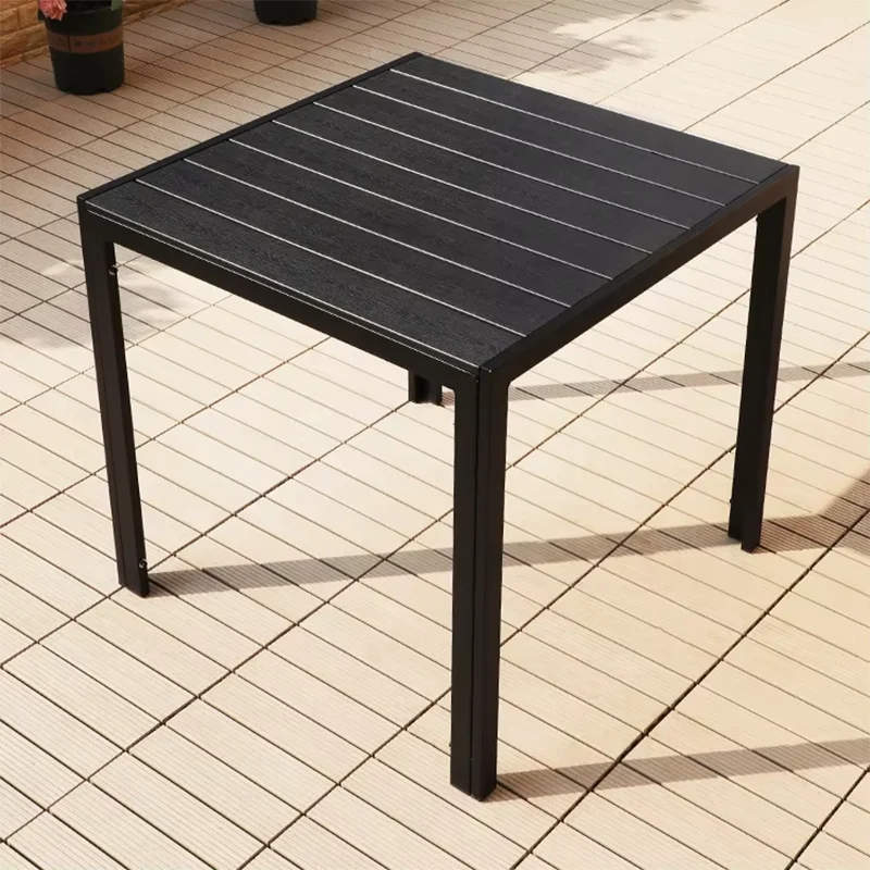 Round/Square Outdoor Table Garden Table Modern Dining Wood-plastic Table Outdoor Leisure Courtyard Villa Long Table