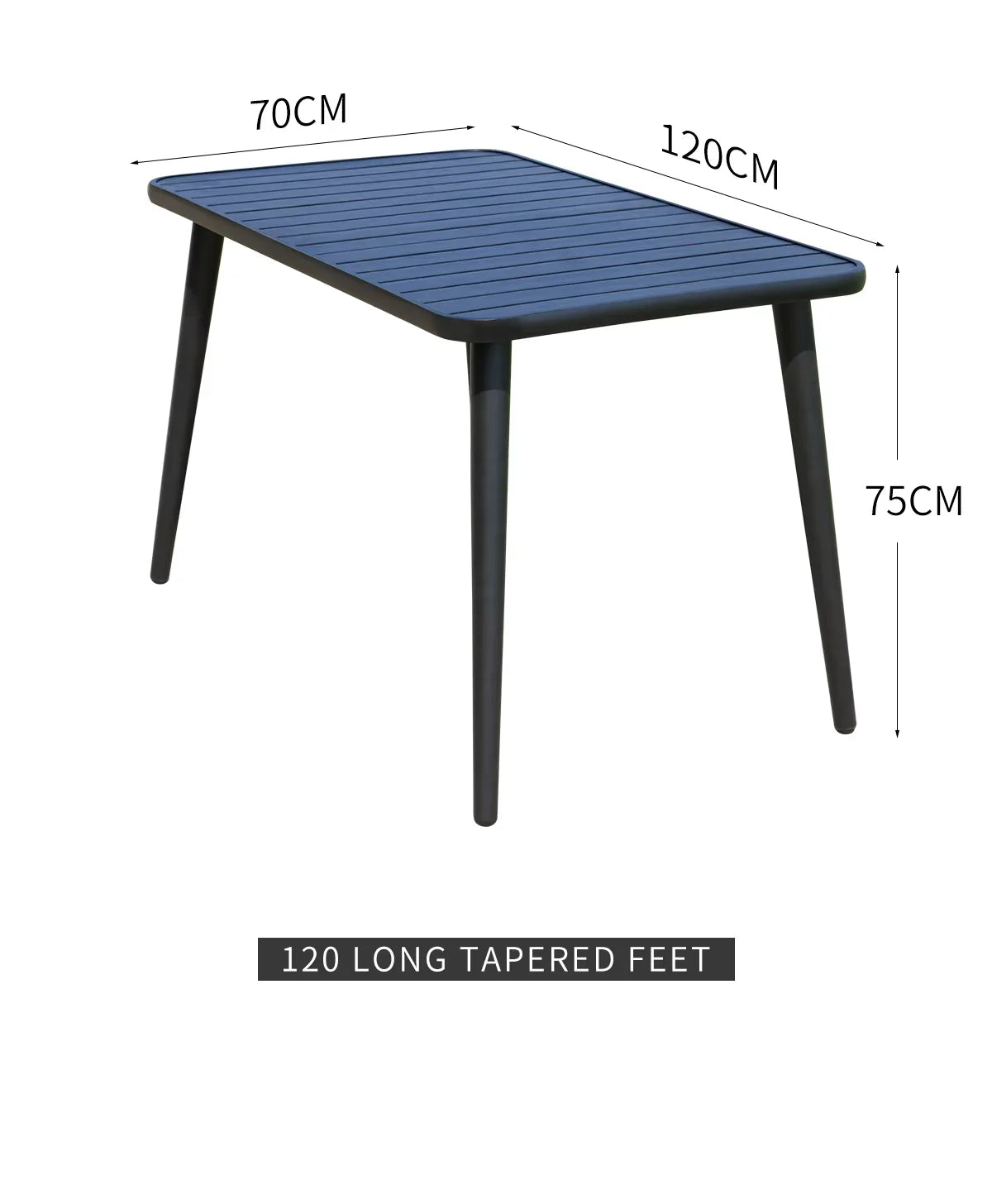 Rectangular Outdoor Dining Table Black Square Table for Garden Leisure Outdoor Table Metal Iron Modern Furniture