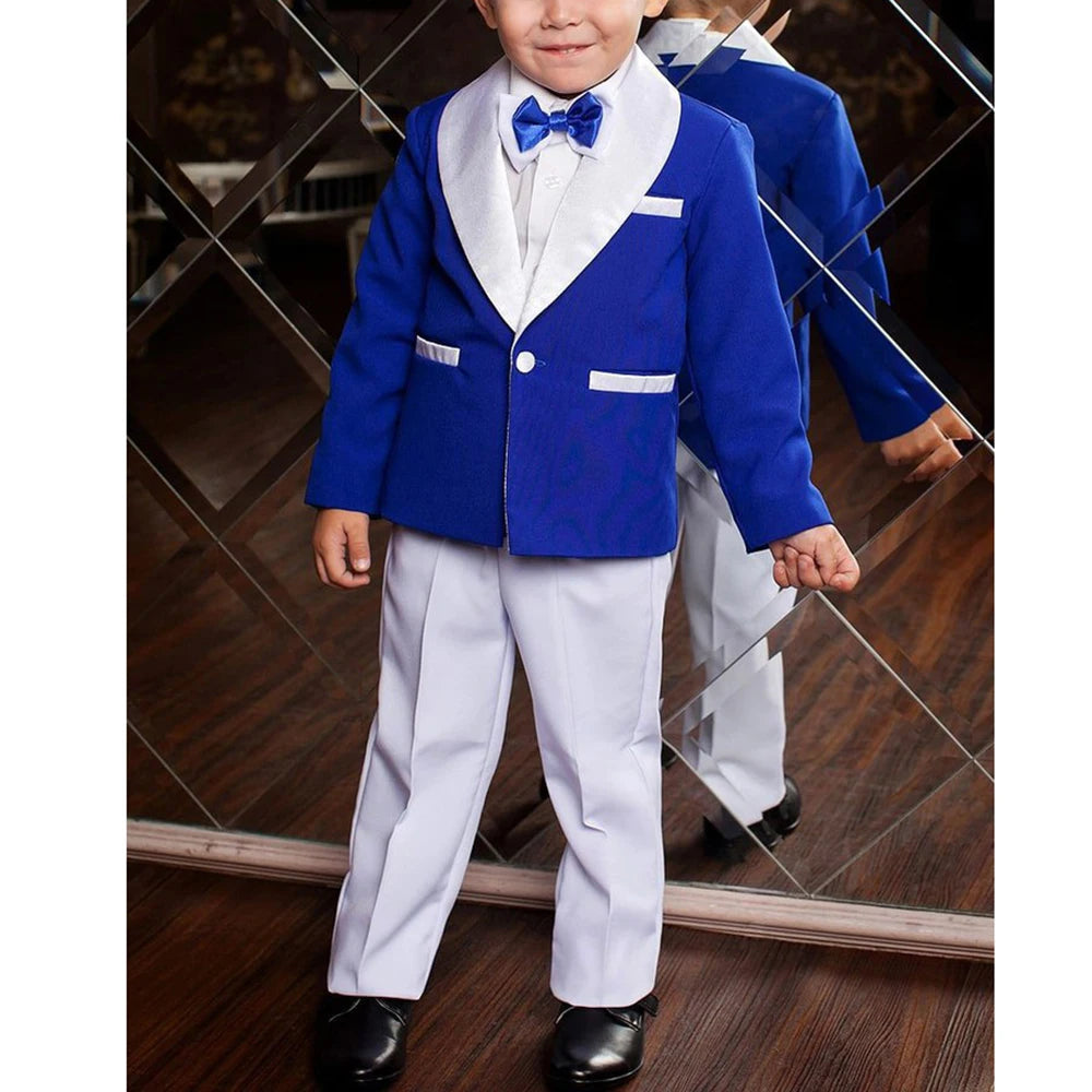 Baby Boy Clothes 2 Piece Fashion Shawl Lapel One Button Child Suit Party Wedding Tuxedo Slim Chic Kids Clothes (Jacket+Pants)