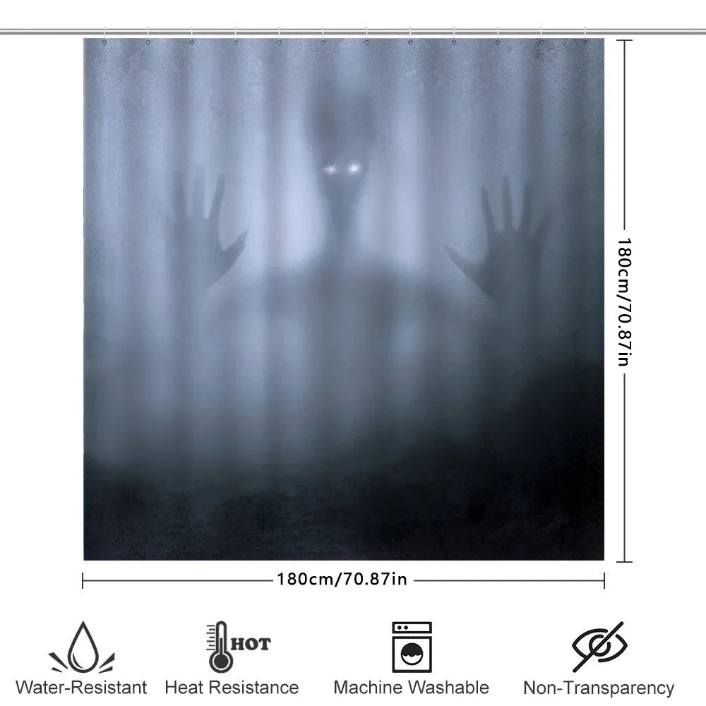Waterproof Haunted House Shower Curtain with Spooky Ghost Design for a Thrilling Bathroom Atmosphere